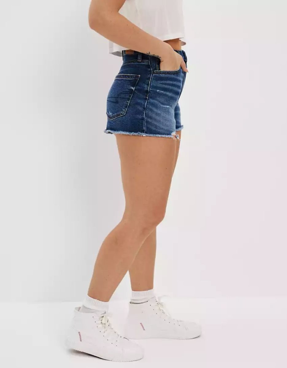 Shorts American Eagle AE Strigid Denim Curvy Highest Taille '90s Boyfriend Indigo Foncé Lavage Femme | WEH-55411592